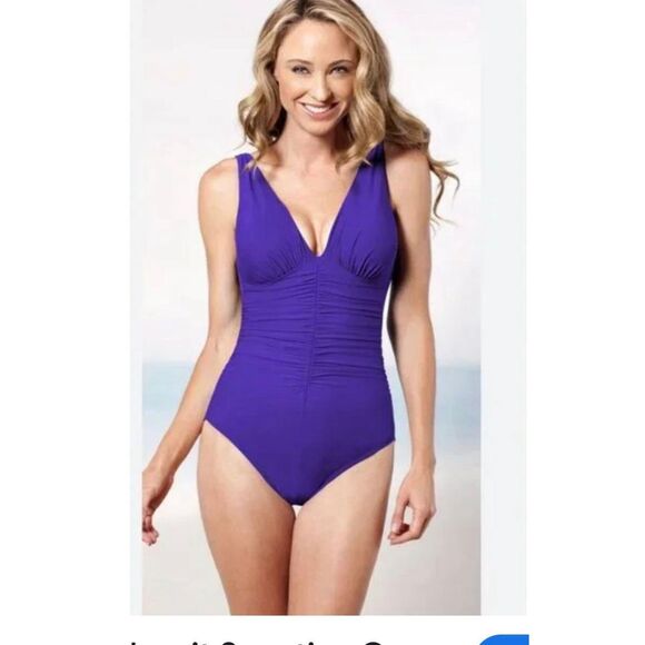 NWOT Miraclesuit slimming 1 piece cobalt blue 14DD XL Sonatina - Picture 1 of 9